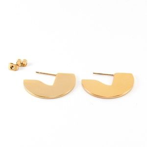 Gold Semi Hoop Earrings Half Circle Statement